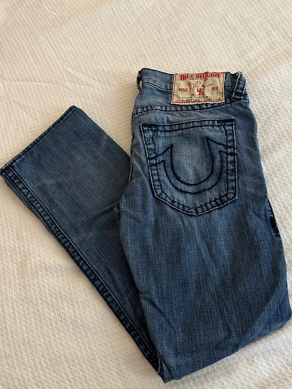 True Religion Men's Medium Blue Slim Straight Jeans